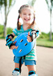 Little girl in roller skates