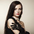 Fashion photo of beautiful woman with magnificent hair