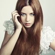 Fashion photo of a young woman with red hair