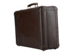 Old brown suitcase isolated on white