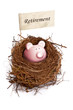 Piggy bank in bird's nest