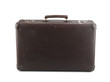 Old brown suitcase isolated on white
