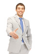 man with an open hand ready for handshake