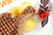steak served with potatoes