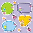 tags and labels with spring flowers and ladybirds