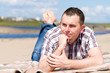 Man on the irish beach