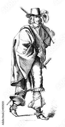 Illustration: A soldier : Bodyguard - 17th century A soldier : Bodyguard - 17th century
