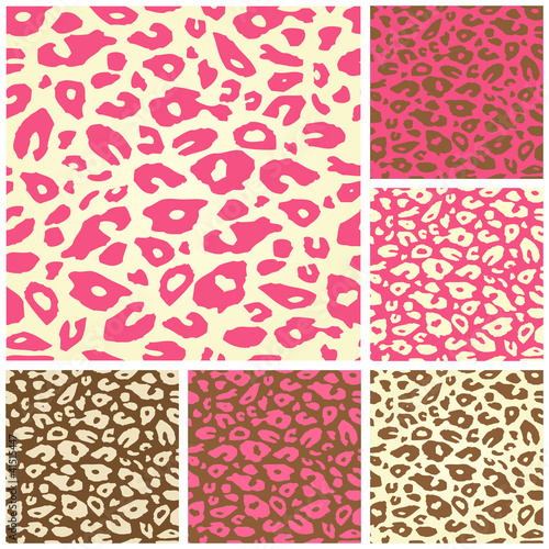 Vector: Pink Cheetah Print Seamless Pattern Set Pink Cheetah Print Seamless Pattern Set