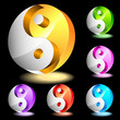 Set of glass yin-yang symbols