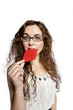 beautiful girl with  red card