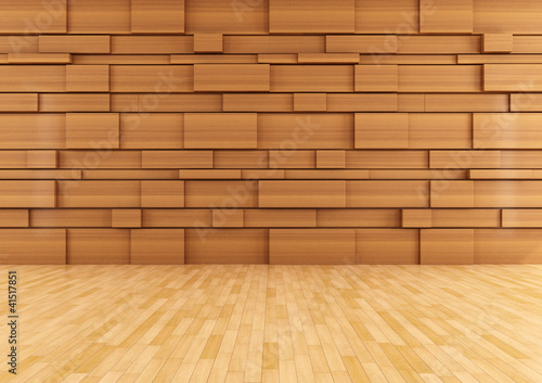 Illustration: empty wooden room empty wooden room