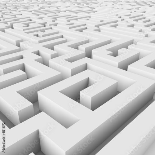 Illustration: Endless maze 3D render. Endless maze 3D render.