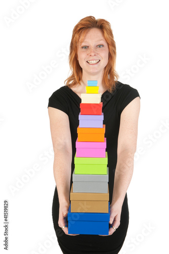 Photo: Happy woman with many presents Happy woman with many presents