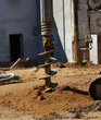 The drill enters into a ground