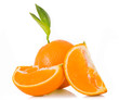 ripe orange with leaves on white background ripe orange with leaves on white background