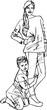 Sketch of little boy having fun with her beautiful mother. Vecto Sketch of little boy having fun with her beautiful mother. Vecto