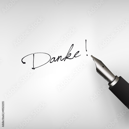 Vector: Füllfederhalter mit Schrift Danke Füllfederhalter mit Schrift Danke