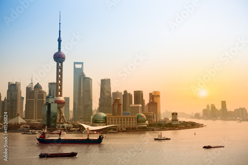 Photo: shanghai skyline at dusk shanghai skyline at dusk