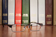 Glasses on the bookshelf
