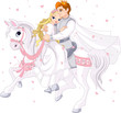 Romantic couple on white horse