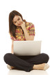 Young Woman Looking at Laptop
