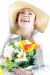 Photo: young woman with bouquet young woman with bouquet