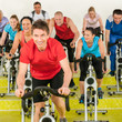 Photo: Fitness instructor with spinning class Fitness instructor with spinning class