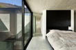 beautiful modern house in cement, interior, bedroom