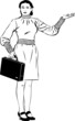 a sketch a girl with a brief-case specifies a hand