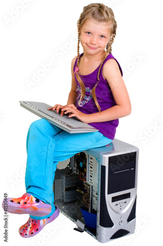 Photo: Mädchen mit PC Mädchen mit PC