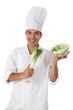 Attractive nepalese chef male, leek