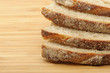 The cut bread on a chopping board