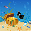 Vector illustration of an underwater treasure chest