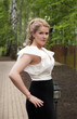 Portrait of the blonde in park