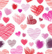 Seamless background with sketchy hearts