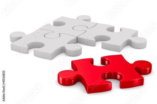 Illustration: Puzzle on white background. Isolated 3D image Puzzle on white background. Isolated 3D image
