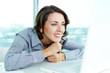 Looking at laptop display