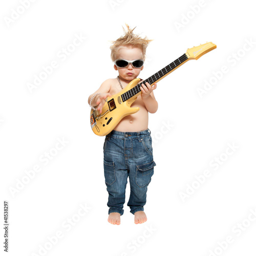 Photo: the boy and electric guitar the boy and electric guitar