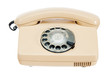 Old analog phone with a disk, it is isolated on white