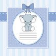Tarjeta anuncio nacimiento bebe niño. Elefante