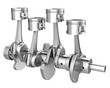 Illustration: Engine pistons on a crankshaft Engine pistons on a crankshaft