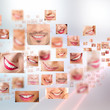 Faces of smiling people in set. Healthy teeth. Smile