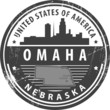 Stamp with name of Nebraska, Omaha, vector illustration