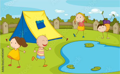 Vector: Kids camping Kids camping