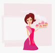 Housewife serving cookies