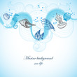 Sea background, marine fauna hand drawn elements Sea background, marine fauna hand drawn elements