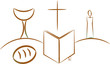 communion depicting traditional Christian symbols