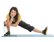 Attractive young female with fitness expander in stretching Attractive young female with fitness expander in stretching
