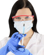 Young nurse in mask with syringe Young nurse in mask with syringe