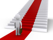 Businessman in front of stairs with red carpet Businessman in front of stairs with red carpet